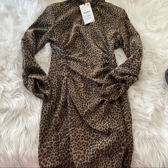 Zara Corduroy Cheetah Long Sleeve Mock Neck Dress - Picture 9 of 10